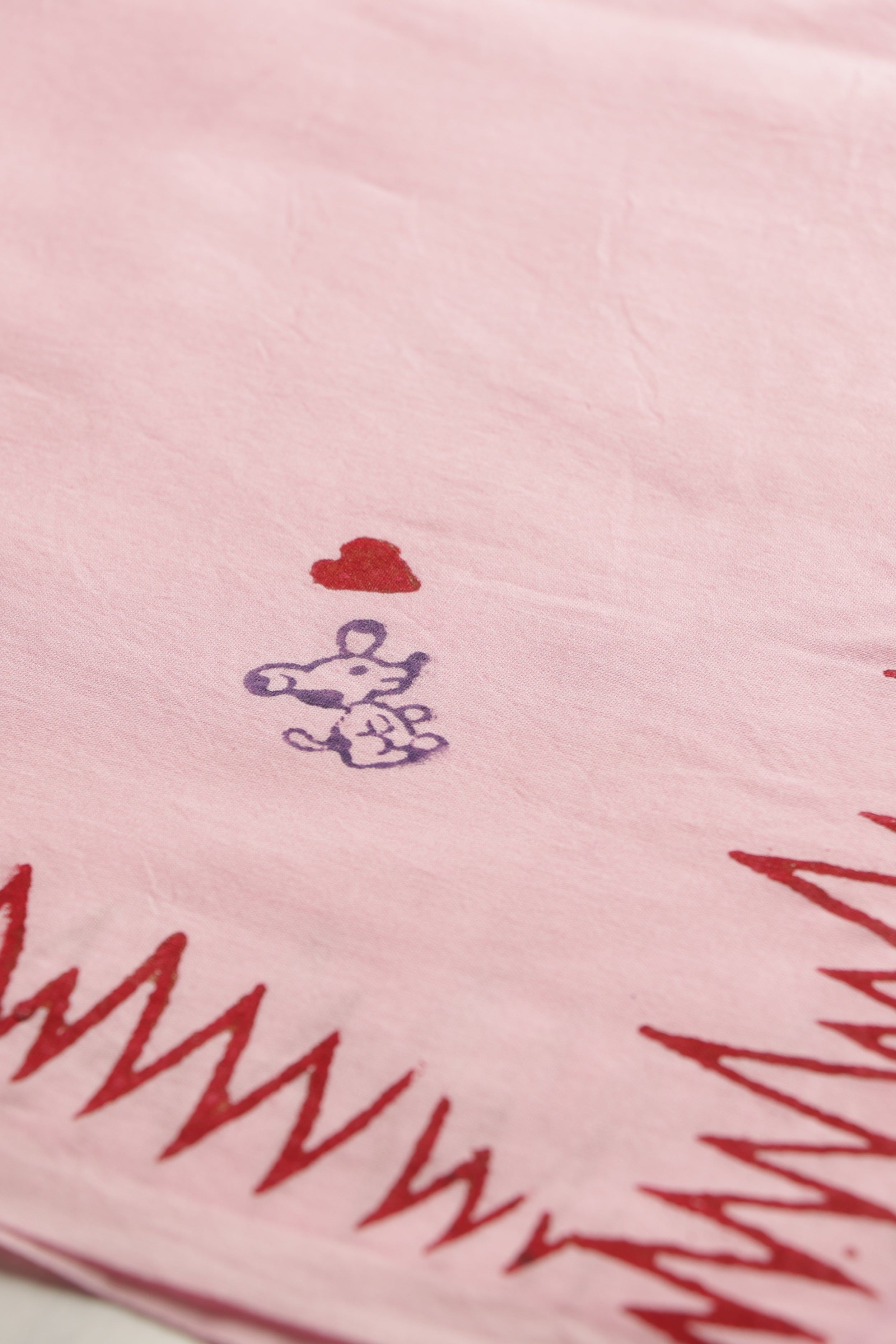 Cute Little Puppy Design Block Printed Mul Cotton Saree